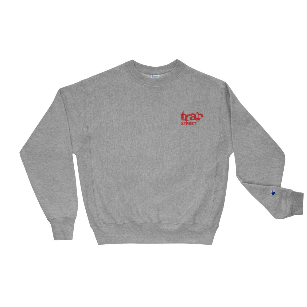 Trap Street x Champion Reverse Weave Embroidered Red Logo Crewneck Sweatshirt