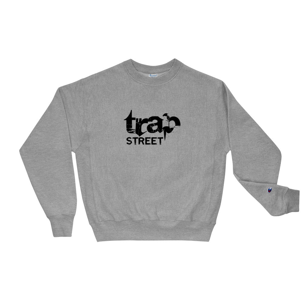 Trap Street x Champion Reverse Weave Printed Black Logo Crewneck Sweatshirt