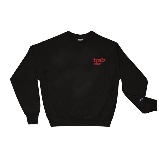 Trap Street x Champion Reverse Weave Embroidered Red Logo Crewneck Sweatshirt