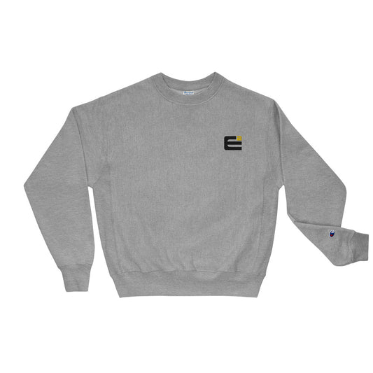 Exponent x Champion Reverse Weave Embroidered Black Logo Crewneck Sweatshirt