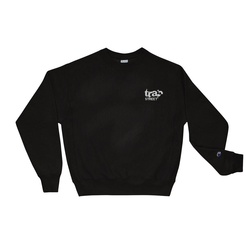 Trap Street x Champion Reverse Weave Embroidered White Logo Crewneck Sweatshirt