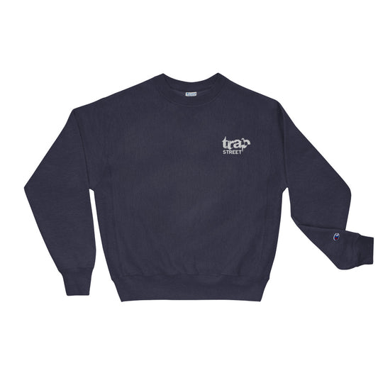 Trap Street x Champion Reverse Weave Embroidered White Logo Crewneck Sweatshirt